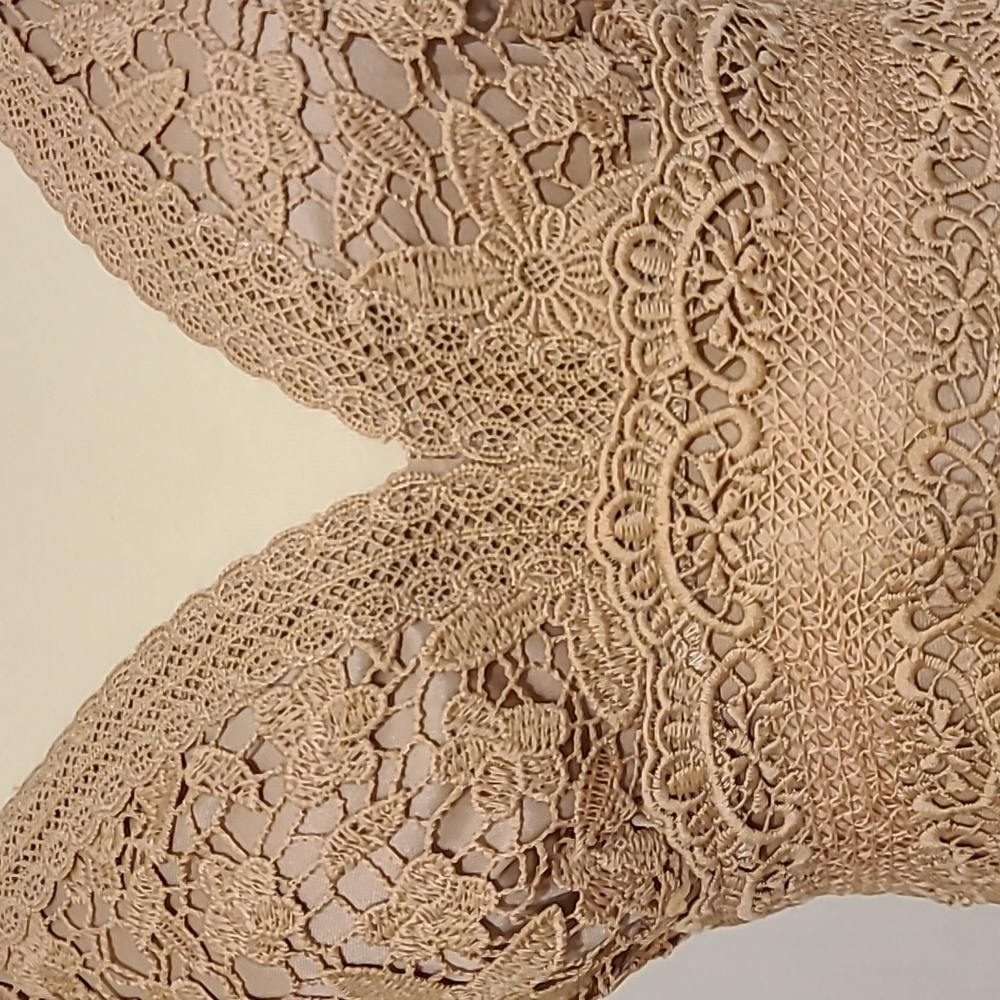 Rebellion Tan Lace Tiered Mini Dress - Picture 9 of 13